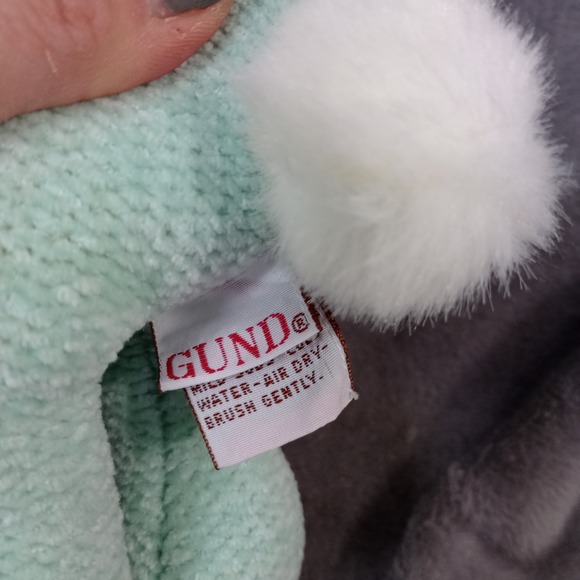 GUND Plush Bunny Rabbit Bunnikins 3626 Greenish Blue Stuffed Animal with Bow 14" - Picture 7 of 8